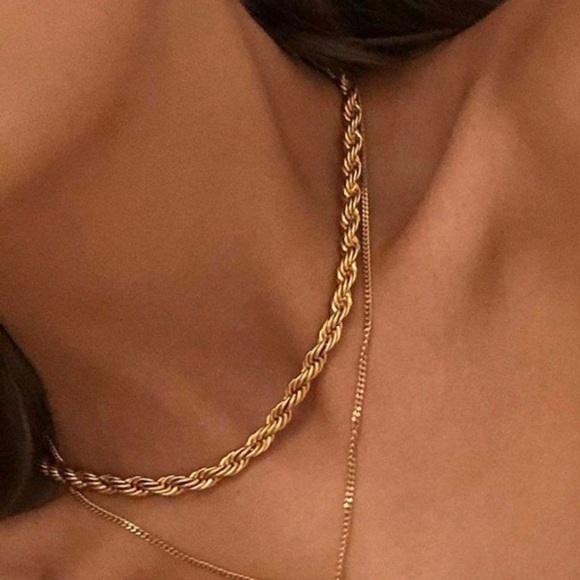 New 18k Gold Twisted Cuban Chain Necklace - Picture 3 of 5